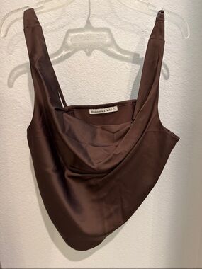 Abercrombie & Fitch Chocolate Brown Satin Cowl Tank